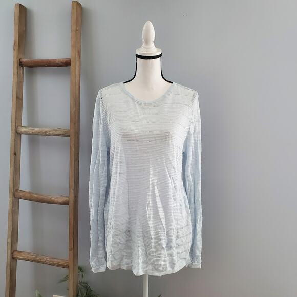 Cynthia Rowley Blue Lightweight 100% Linen Sweater L - Picture 1 of 7